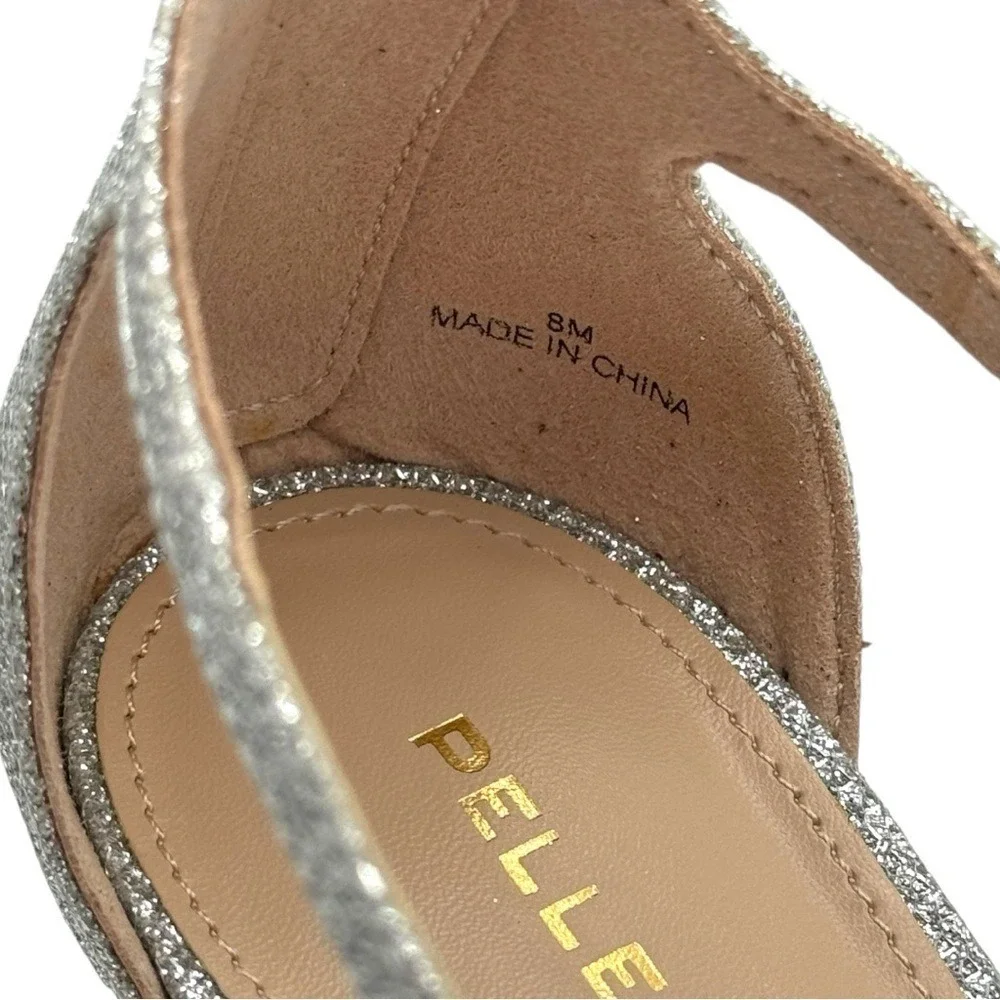 Pelle Moda Oneda Women's‎ Silver Glitter Platform Heels Size 8